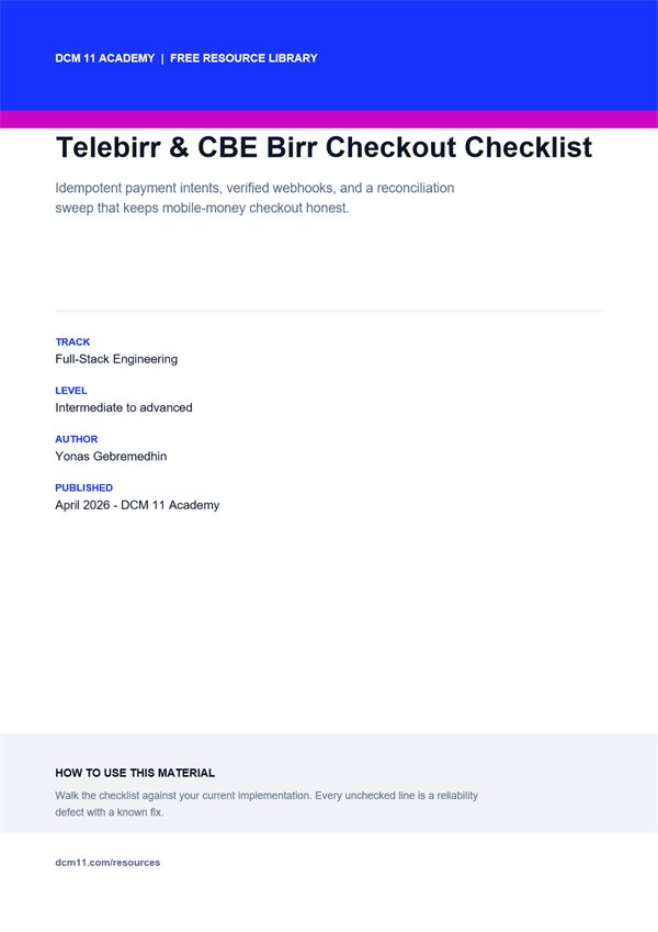 Telebirr & CBE Birr Checkout Checklist cover